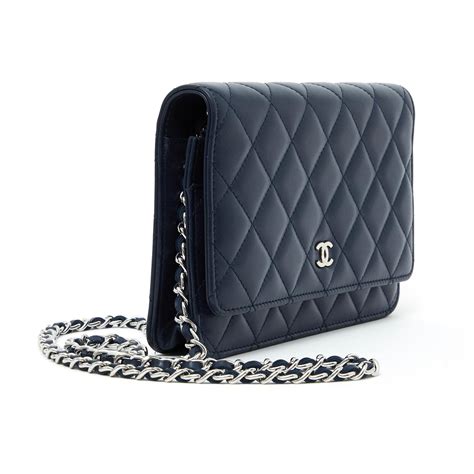 chanel wallet on chain navy blue|chanel wallet on chain price.